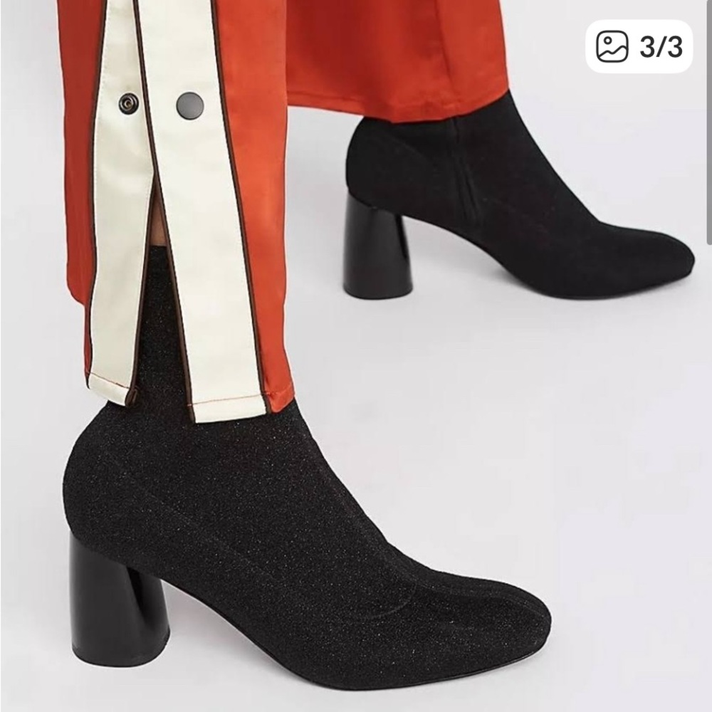 Free People Spectrum Black Heeled Glitter Sock Boots 6.5 7